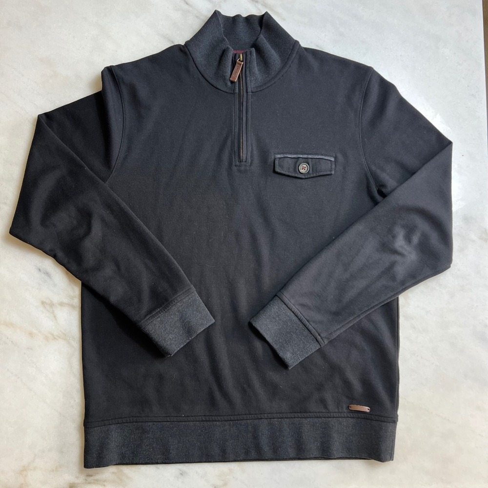 Ted Baker London Mens Quarter‎ Zip Pullover Sweater Jumper Size 4 Black